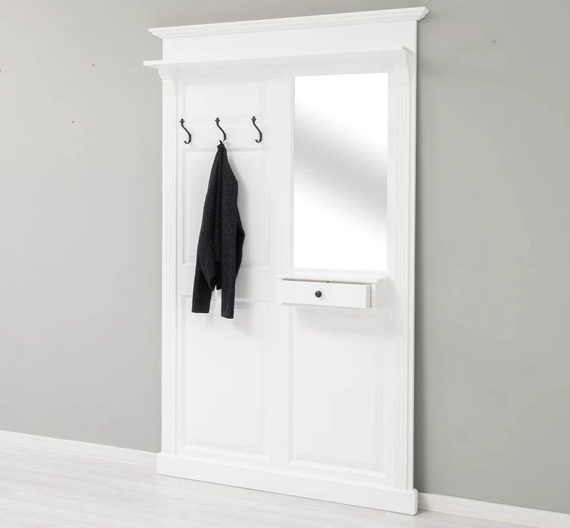 Garderobe aus Massivholz mit Spiegel und Ablage