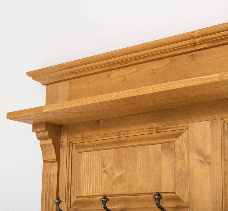 Garderobe aus Massivholz mit Spiegel und Ablage