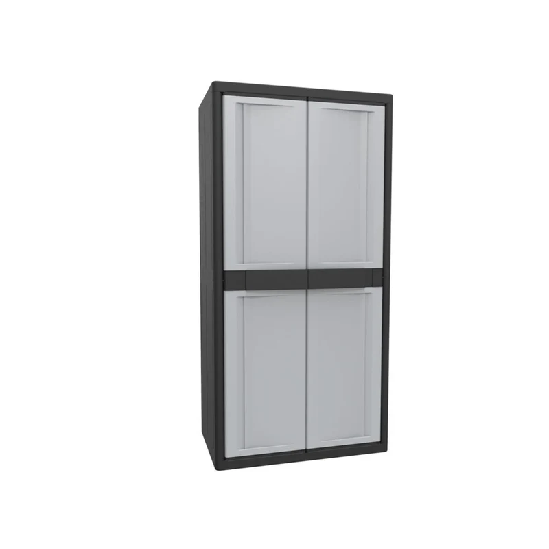 Set: 2 x Kreher - Jumbo-Schrank mit 3 Böden (schwarz, grau)