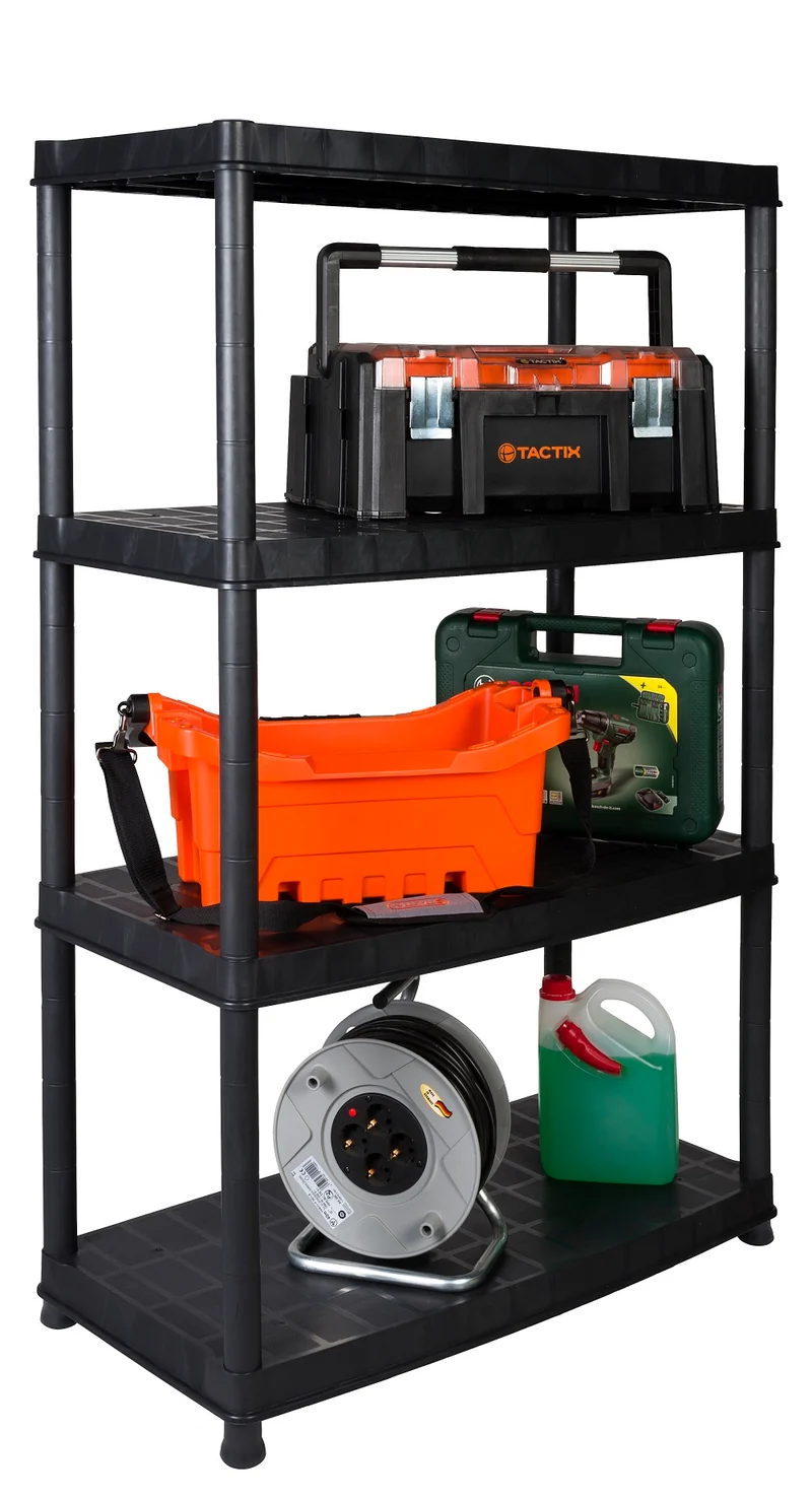 Set: 2 x DELUXE - Schwerlastregal 18 Zoll Regal mit 4 Böden (Schwarz)