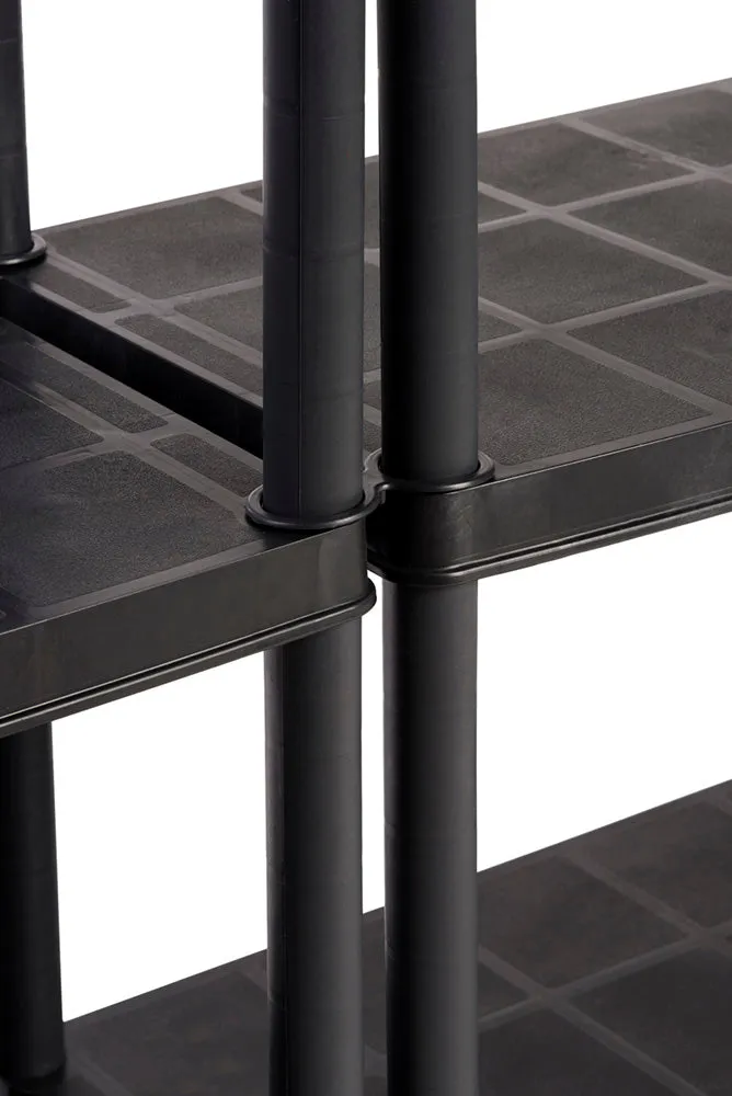 Set: 2 x DELUXE - Schwerlastregal 18 Zoll Regal mit 4 Böden (Schwarz)