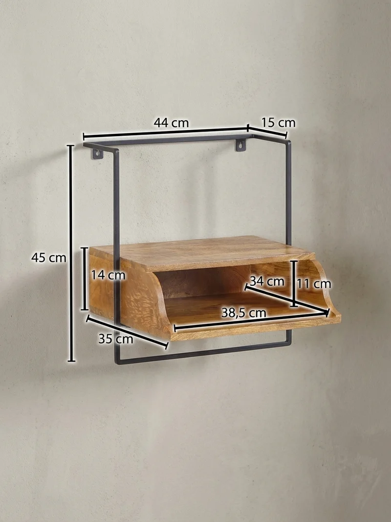 Wandkonsole Mango Massivholz Industrial Stil 44x45x35 cm