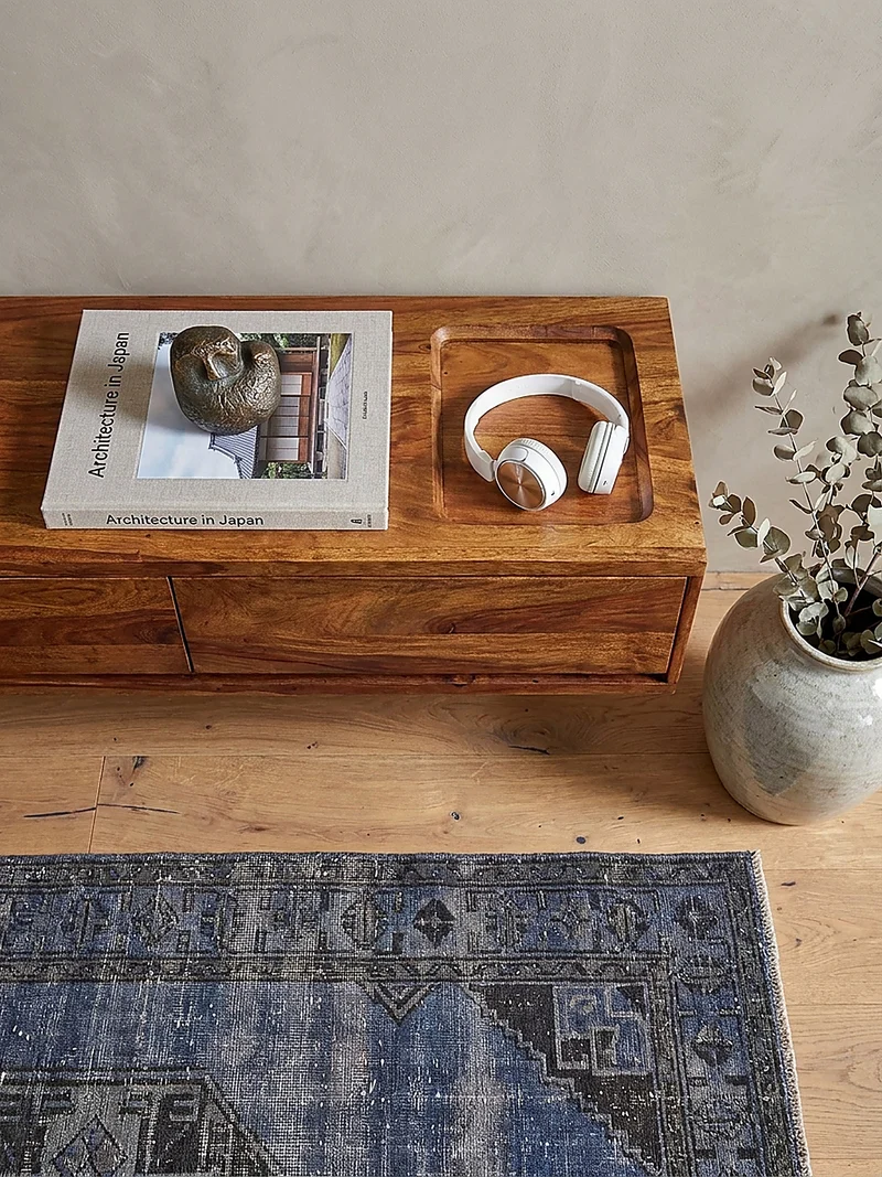 Lowboard Hängend Massivholz Modern Stil mit 2 Schubladen