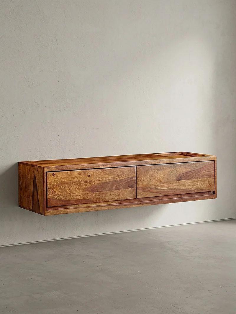 Lowboard Hängend Massivholz Modern Stil mit 2 Schubladen