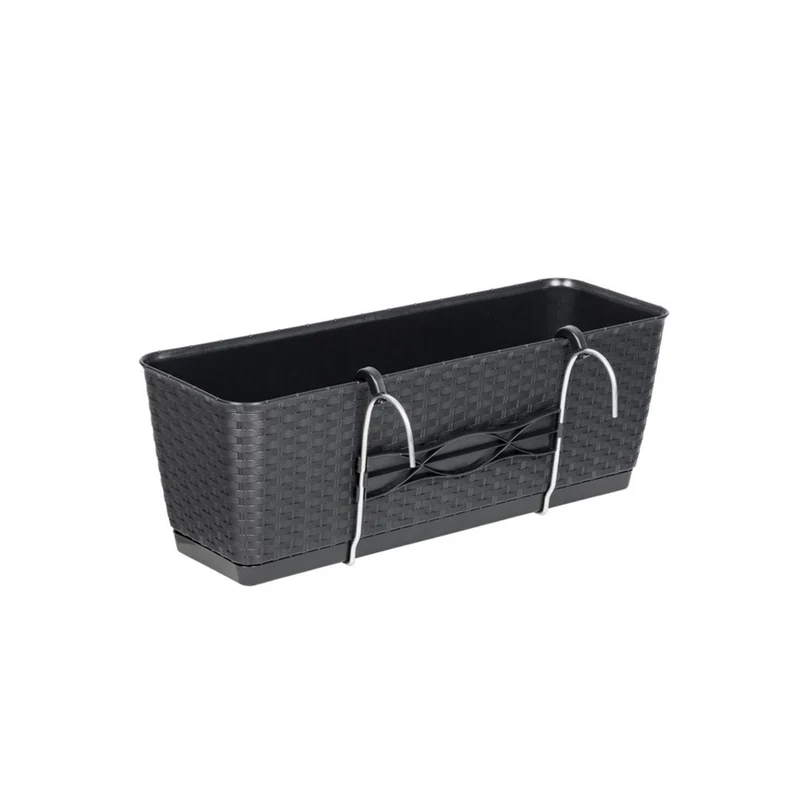 Rattan-Balkontopf RATOLLA: 50 cm in Anthrazit