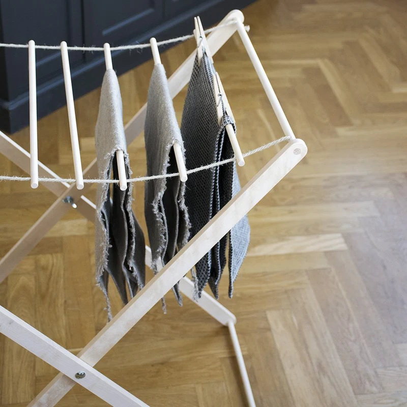 Klein klappbar Wäscheständer aus Holz mit 10 Birkenstäbe